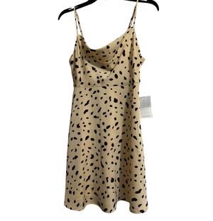 ASTR the Label Cowl Neck Mini Dress Cream Black Animal Print Size Small NWT